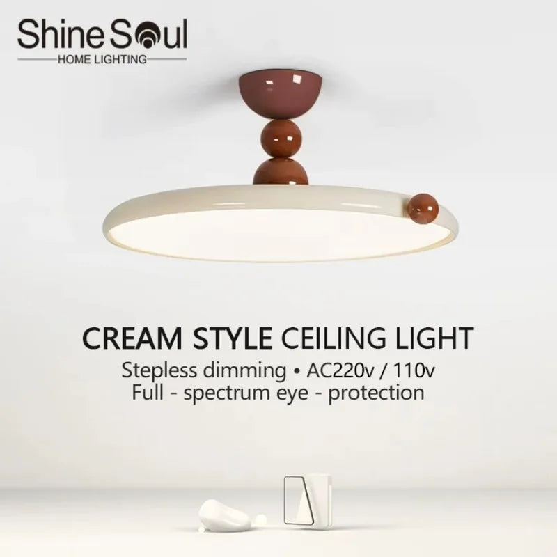 plafonnier led moderne suspension circulaire sphérique beige marron rouge télécommande minimaliste intérieur