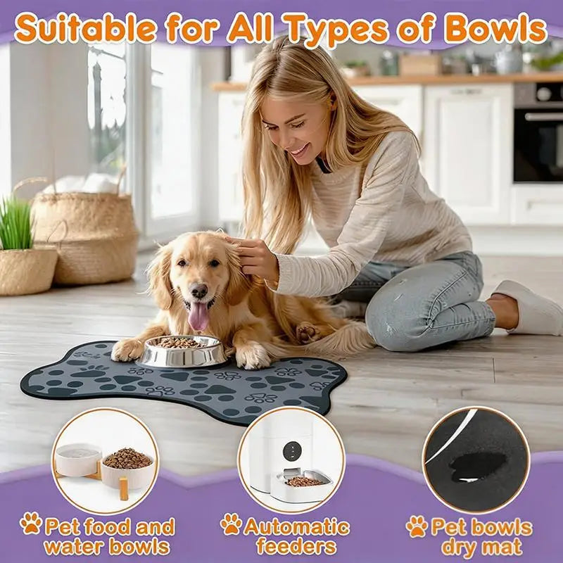 tapis absorbant diatomée chien chat mangeoire anti dérapant séchage rapide motif os pattes