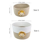 paniers tissus motif lion blanc beige rangement salon respectueux environnement multiple utilisation