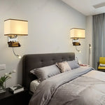 lampe murale moderne blanc marron tissé usb angle réglable chambre cuisine salle manger