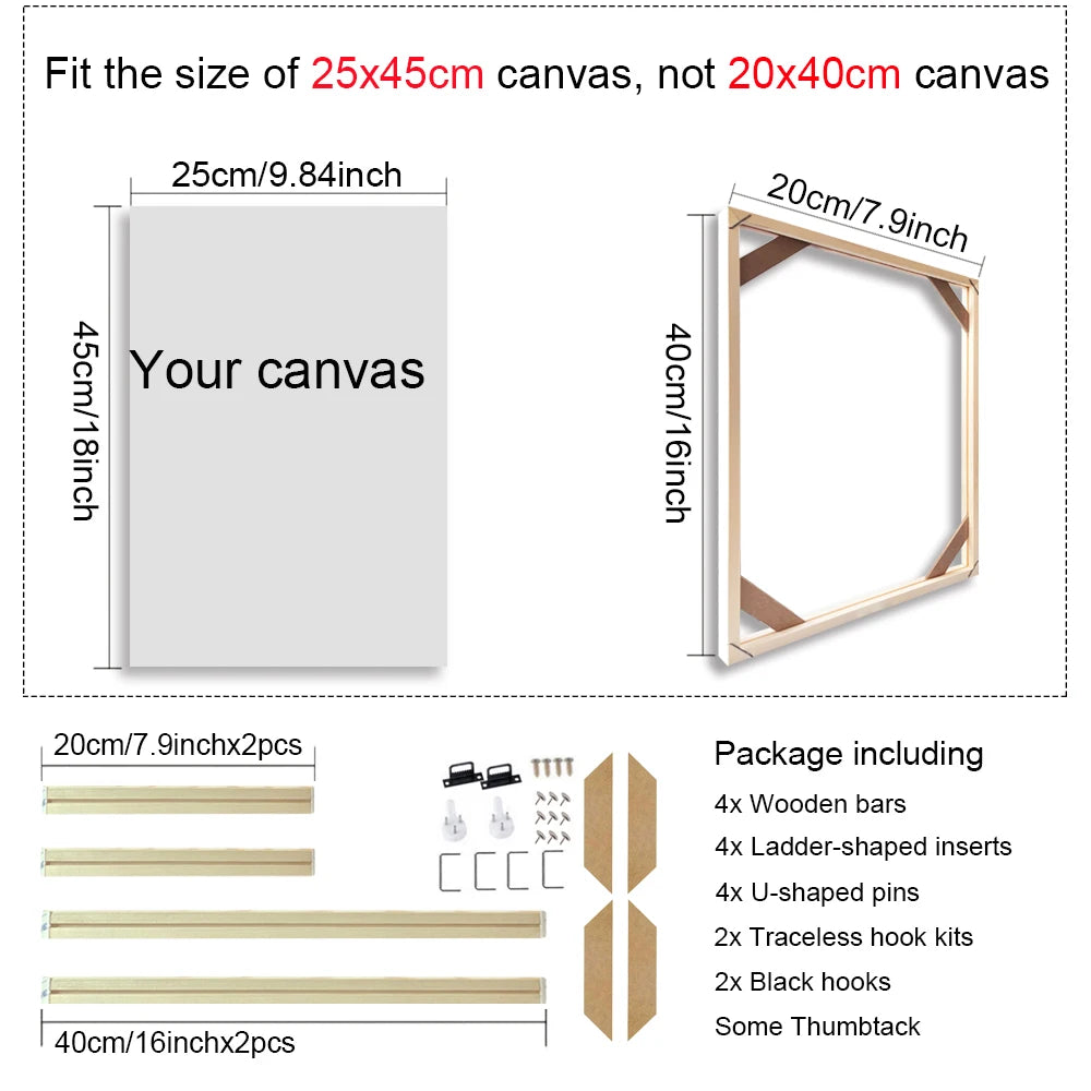 Cadre mural bois naturel moderne clips 20x40cm 25x55cm 30x60cm 35x75cm 40x80cm 45x95cm 50x100cm 55x115cm