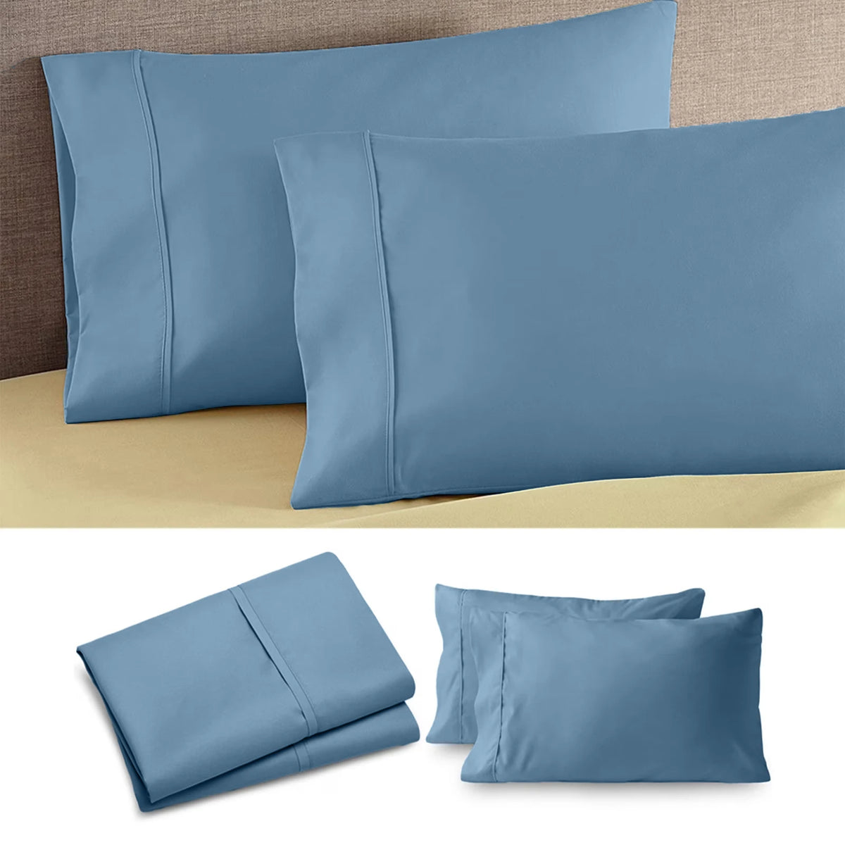 taies d'oreiller microfibre coton polyester beige gris noir bleu rouge blanc enveloppe simple literie
