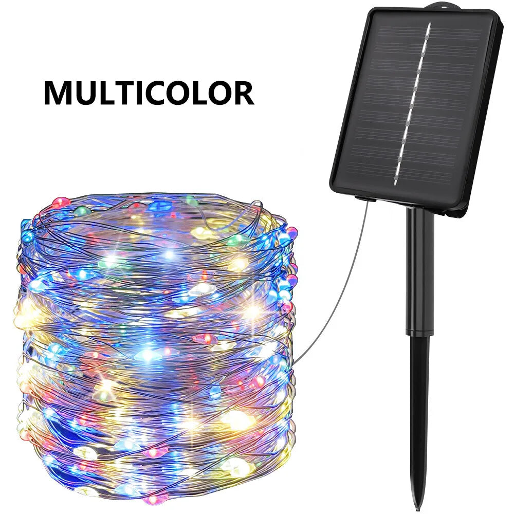 guirlande lumineuse solaire modes ip44 12m 22m 32m multicolore blanc tiroidesextérieur moderne