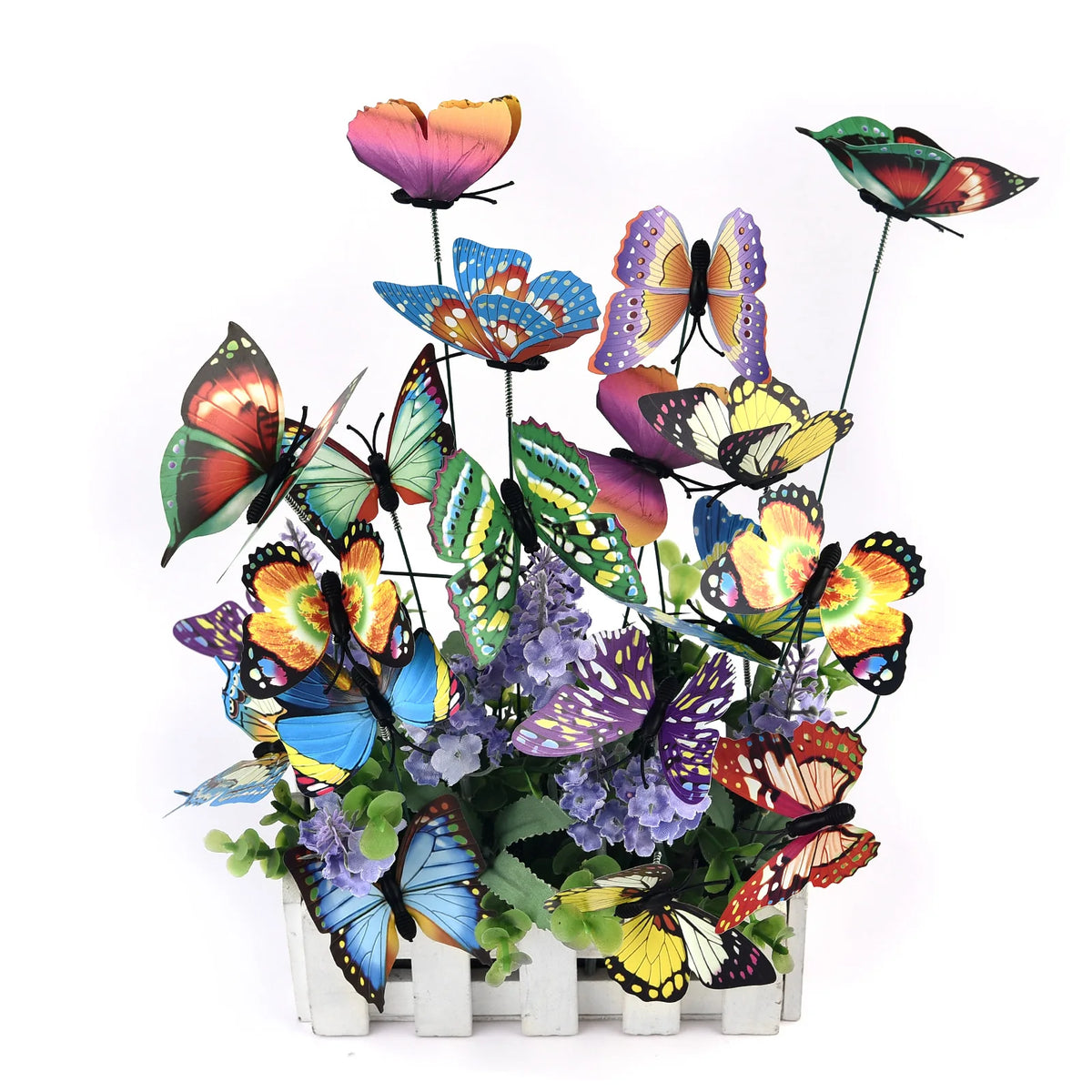 décoration extérieure papillons multicolores imprimés détaillés réalistes tringles pots fleursextérieur fantaisistes PVC