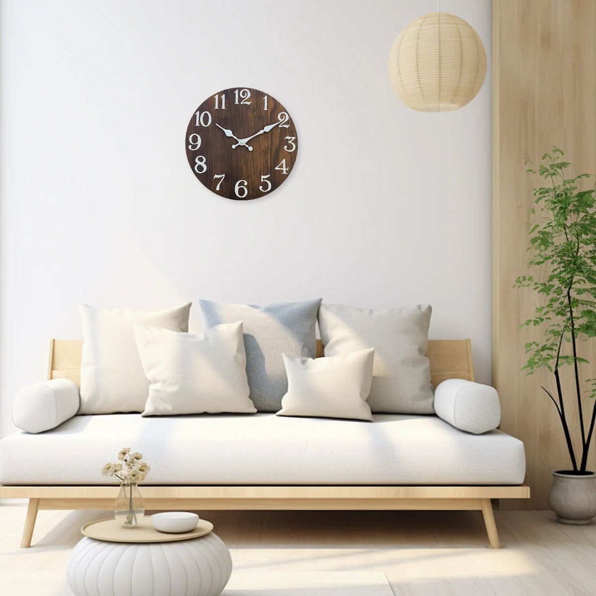 horloge murale bois naturel vintage 10 12 14 16 pouces quartz sourdine aiguille salon