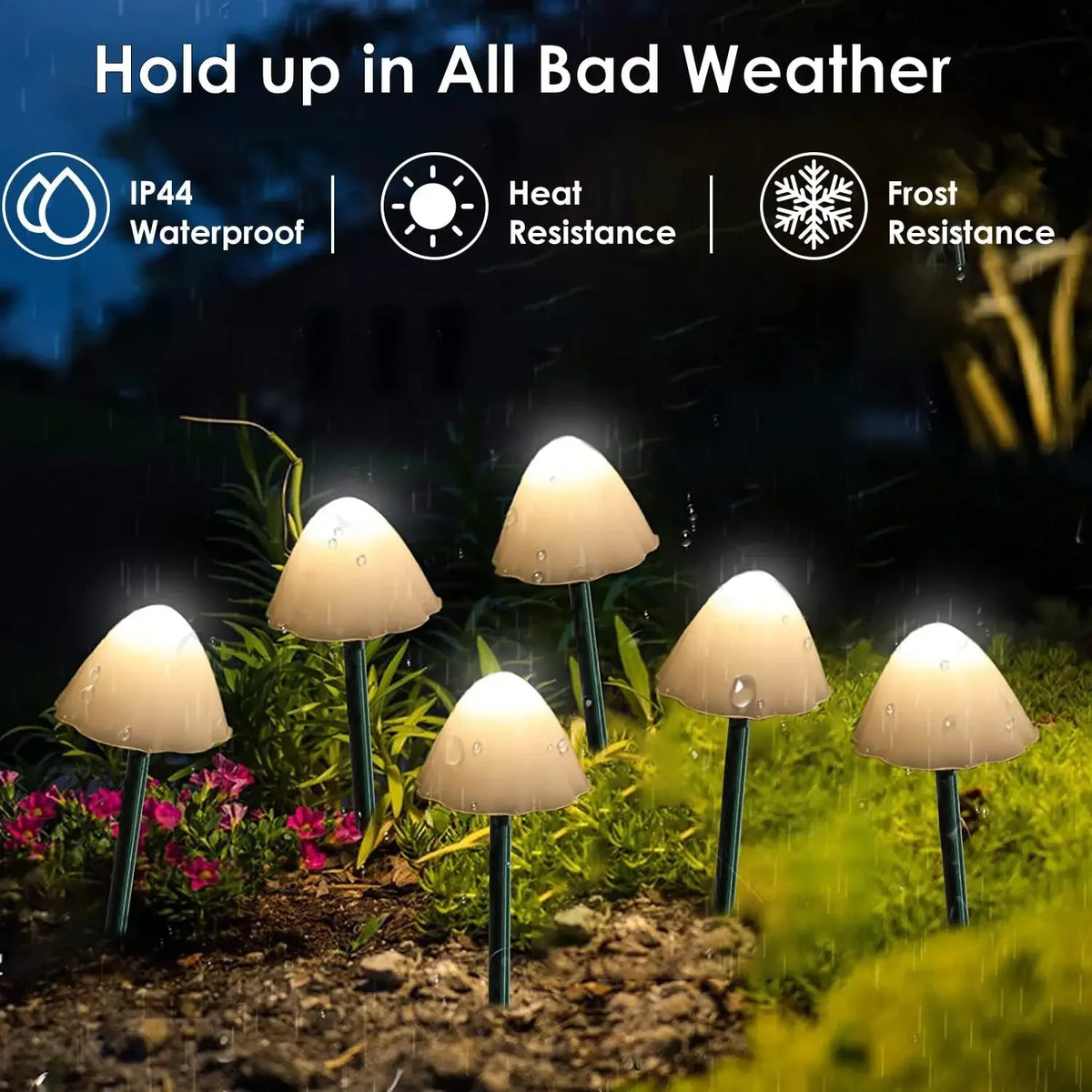 guirlande lumineuse solaire champignon multicolore jardin féerique extérieure autoinstallation led opaque contemporaine festive