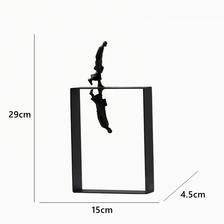 sculpture homme marchant sacoche métal noir miroir minimaliste moderne chambre