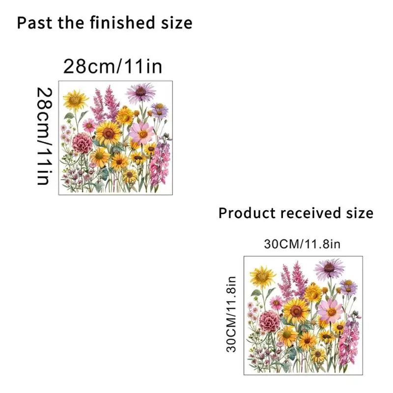 sticker adhésif moderne multicolore tournesol fleurs herbes sauvages décoration wc toilettes couvercle réfrigérateur illustration