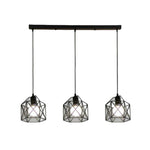 suspension lumineuse industrielle noir grille géométrique opacité ampoules e27