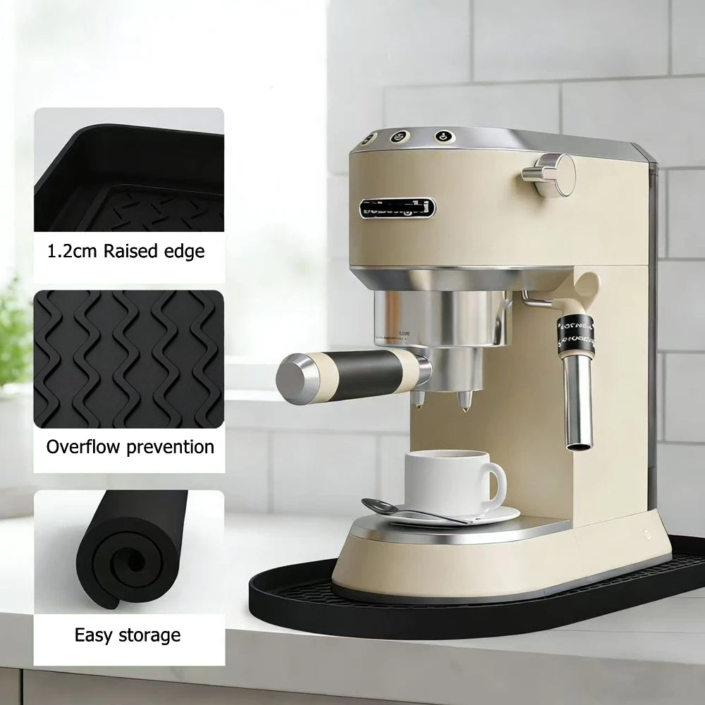 tapis protection machine espresso silicone beige noir antidérapant moderne compact