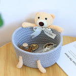 panier tissé réutilisable rangement enfant oiseaux peluche bijoux couleurs douces moderne