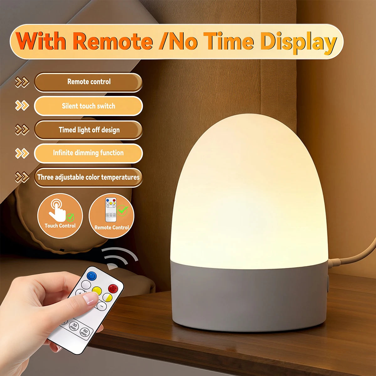 lampe chevet tactile rechargeable affichage heure beige blanc moderne