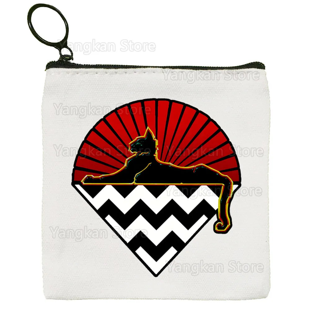 pochette unisexe toile zigzag blanc noir moderne graphique fermeture éclair blanc rouge gris tube