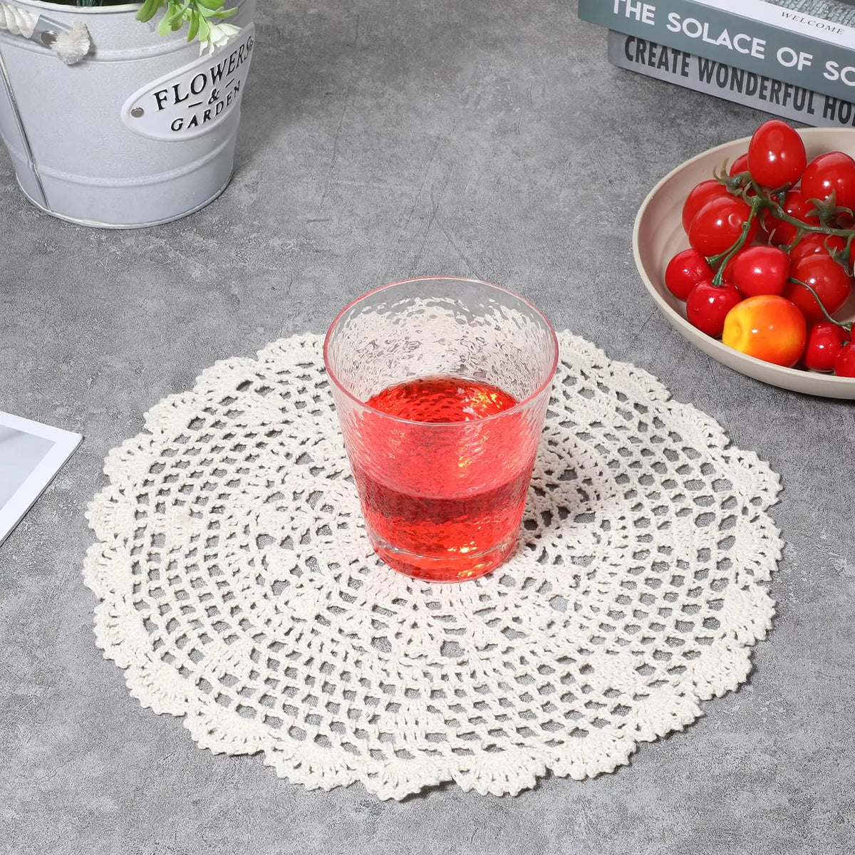 serviettes table crochetées motif floral serviettes polyester coton beige traditionnelles 30cm 35cm 40cm 50cm