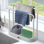 porte serviettes cuisine moderne gris clair texture mat serviettes éponge gant nettoyage brosse vaisselle