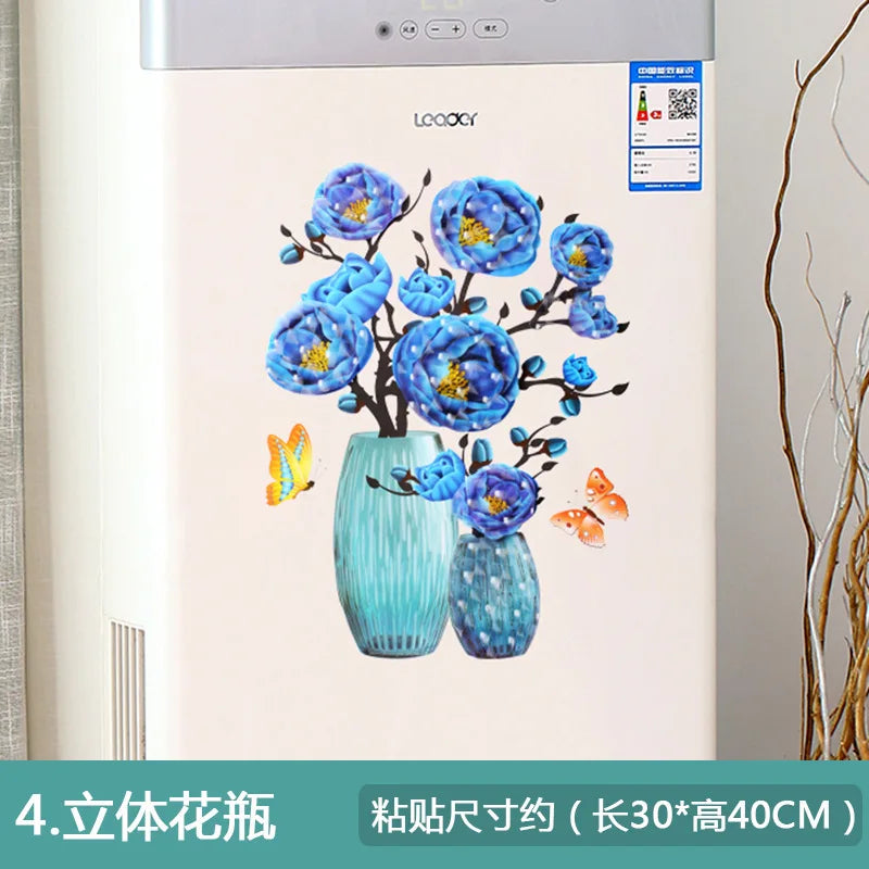 sticker mural 3d moderne fleurs papillons rose beige noir opaque chambre coucher PVC