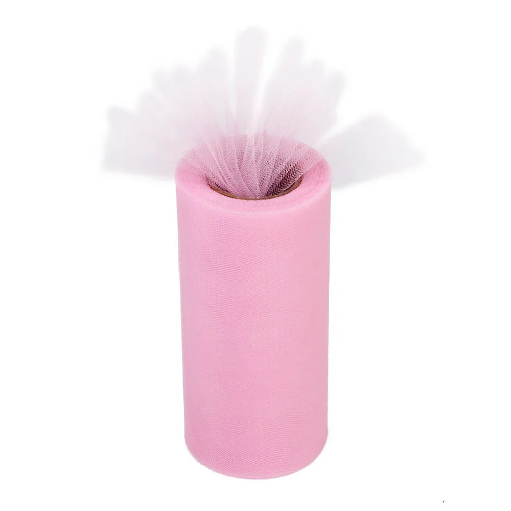 ruban tulle rose clair 15cm large décoration mariage opacité fine texture parties festive