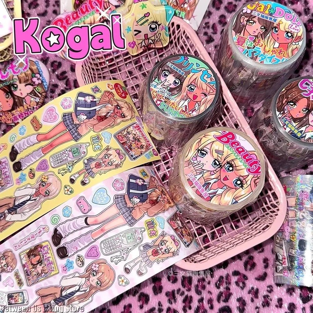 sticker kawaii multicolore dessins animés personnages accessoires floraux scrapbooking bricolage autocollant