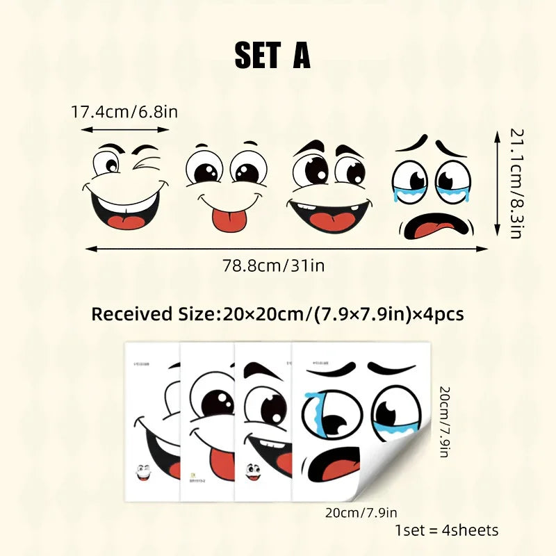 sticker autocollant visage dessin animé exprimatif poubelle toilette décoratif enfantin humoristique pièces
