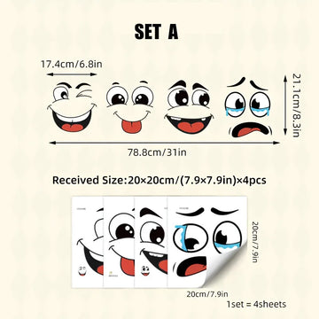 sticker autocollant visage dessin animé exprimatif poubelle toilette décoratif enfantin humoristique pièces