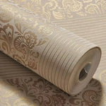 papier peint floral relief classique beige marron rose bleu blanc doré imperméable