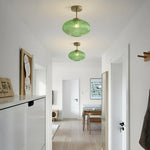 lampe suspendue moderne vert rayures opaques chambre salon led fixée éclairage