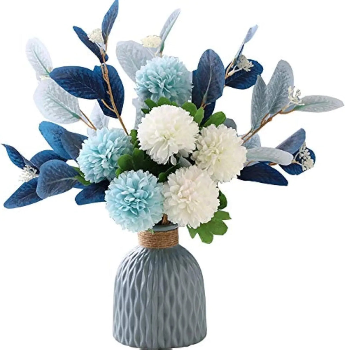 bouquet fleurs artificielles bleu blanc modernes décoration intérieure vase minimaliste