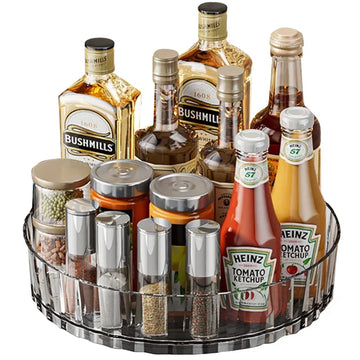 organisateur rotatif transparent moderne rangement cuisine condiments boissons alcoolisées cosmétiques snacks bouteilles bocaux