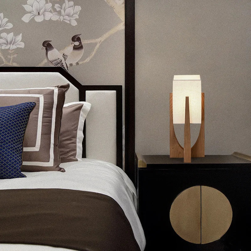 lampe sol bois naturel moderne minimaliste tissu blanc éclairage 10 15m² led ans garantie