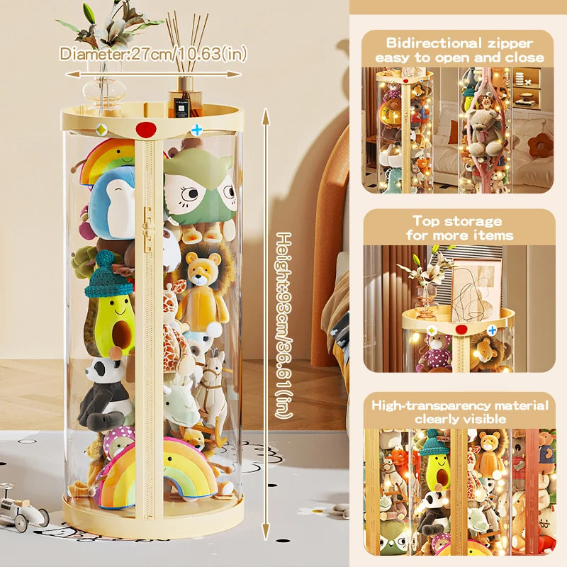 boîte rangement poupées transparente rose clair moderne enfant jouet organizer storage tube DIY