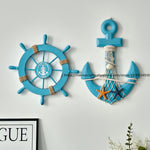 décoration murale marin volant bateau ancre bois couleurs bleues coquillages étoiles mer