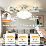 ventilateur plafonnier led lampe pales télécommande blanc moderne minimaliste contemporain