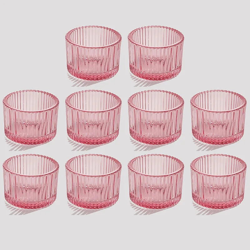 bougeoirs rose rayées modernes support bougie décoration table mariage tealights pack 10
