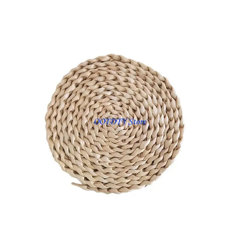 assiettes paille naturel beige vert clair tissage traditionnel franges blanches rustique boho chic