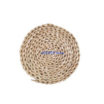 assiettes paille naturel beige vert clair tissage traditionnel franges blanches rustique boho chic
