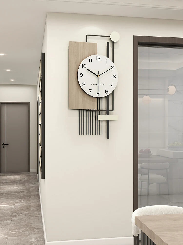 Horloge murale bois design géométrique blanc chambre à coucher épurée