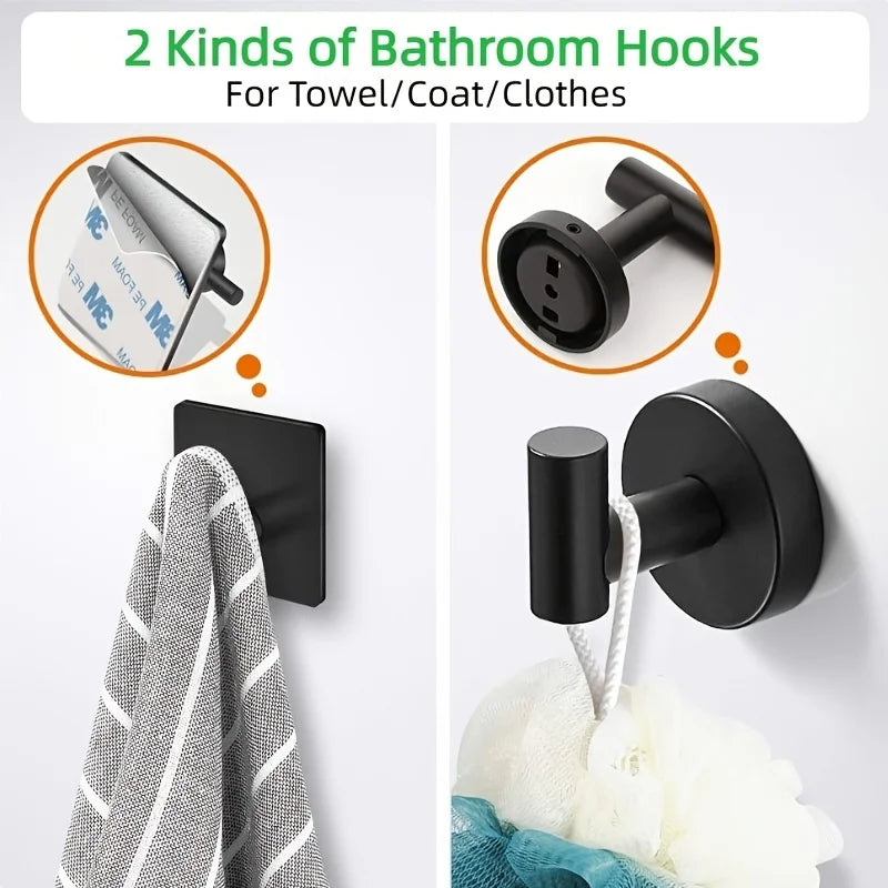 ensemble daccessoires salle bain noir barre serviette porte papier anneau serviette crochets minimaliste fixations