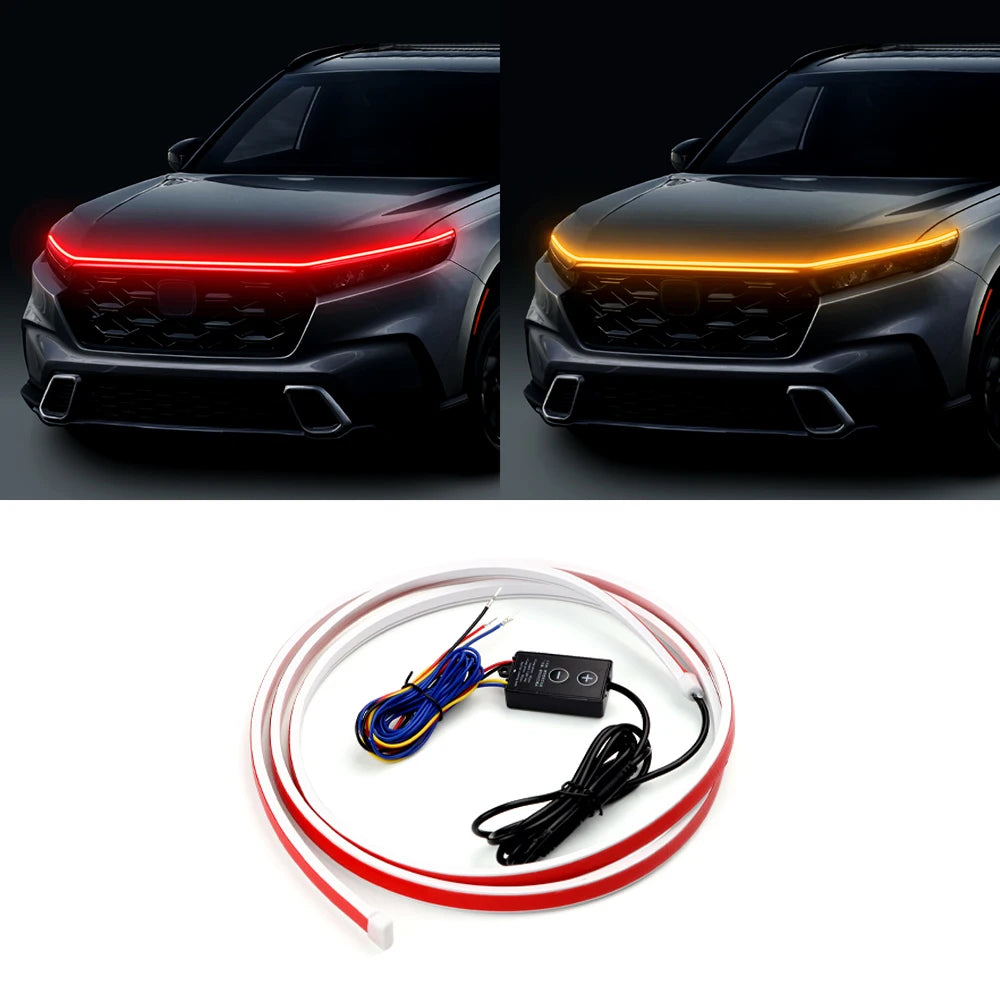 barre lumineuse voiture rouge blanche rayures horizontales adhésif moderne étanche ip66 led clignotante 12v