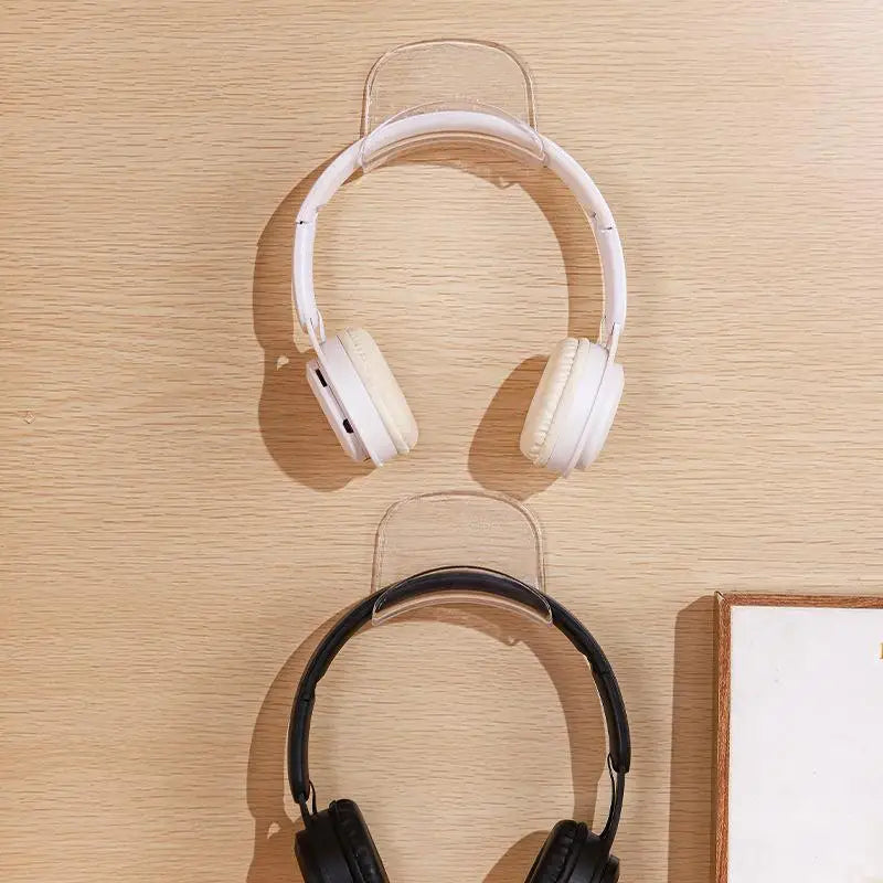 porte casque audio mural adhésif noir blanc moderne rangement chambre sans perçage