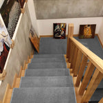tapis d'escalier moderne antidérapant 15 pièces adhésif beige clair texture tissée polyester