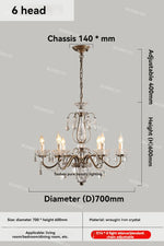 lustre cristal bronze ampoules led têtes classique suspension salon chambre
