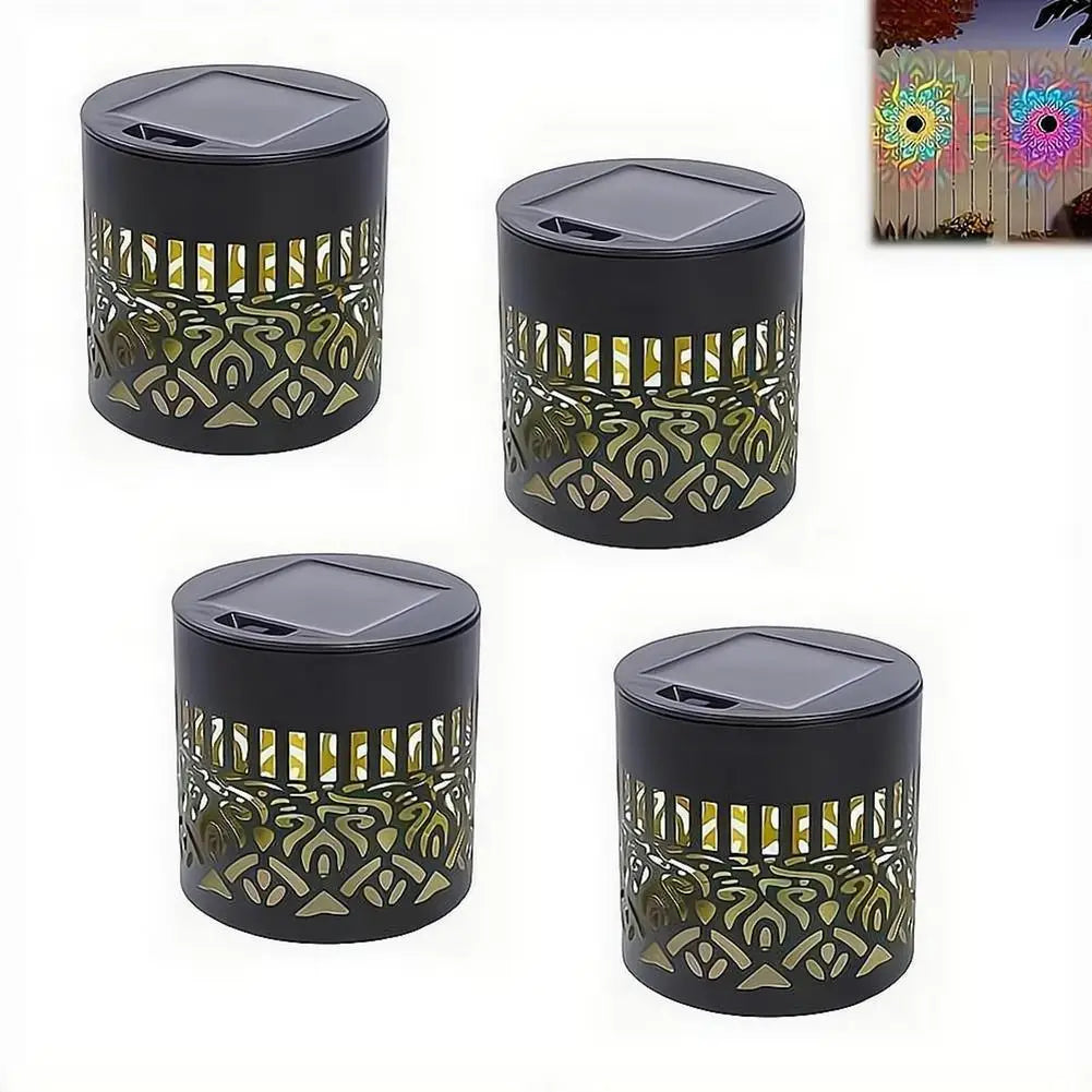 lampe solaire extérieure jardin noire dorée motif mandala moderne étanche ip65 autoinstallation vis decoration