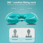 oreiller voyage gonflable forme cou bleu polyester ergonomique valve gonflageextérieur support confortable