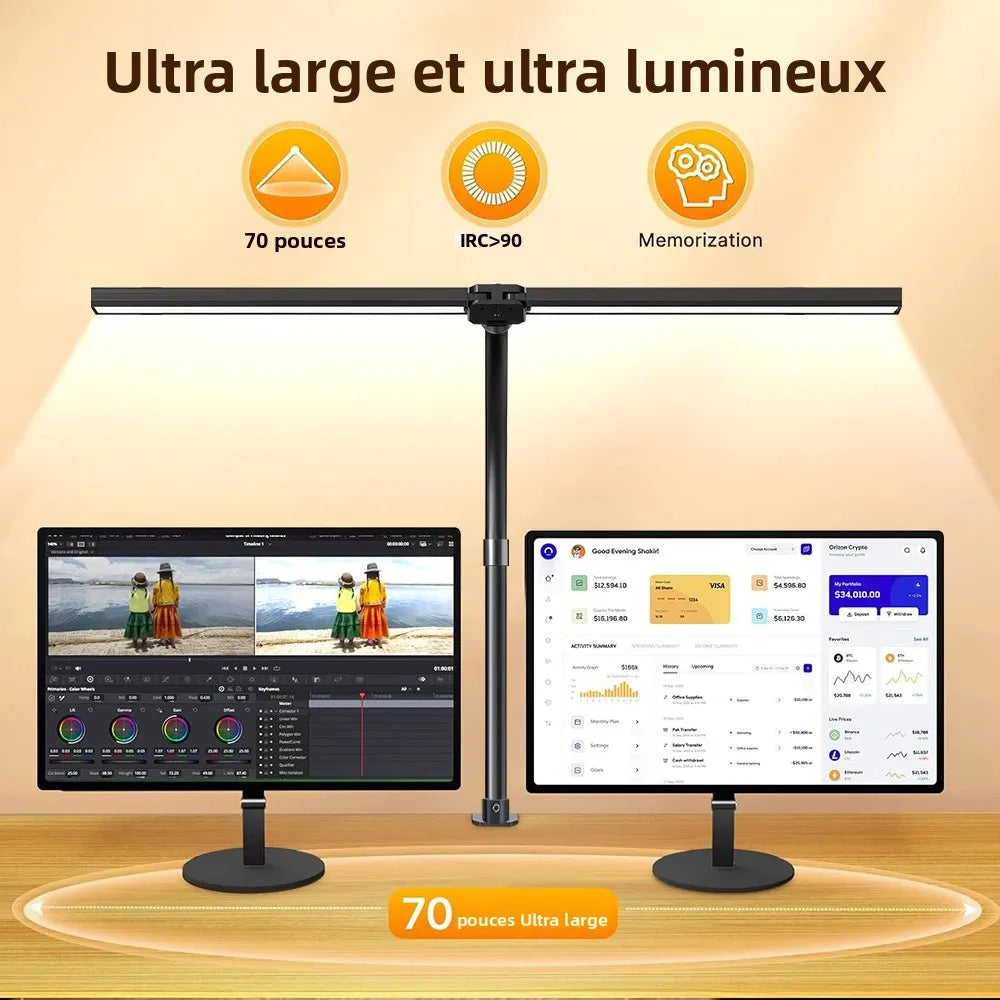lampe moderne led ultra lumineuse noir double tête télécommande réglages couleur 10 niveaux