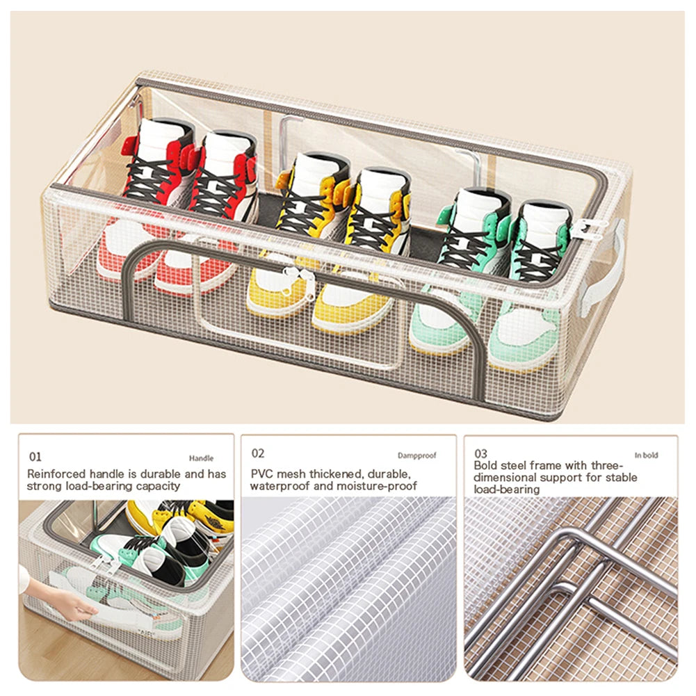 Boîte à chaussures transparente empilable gris clair