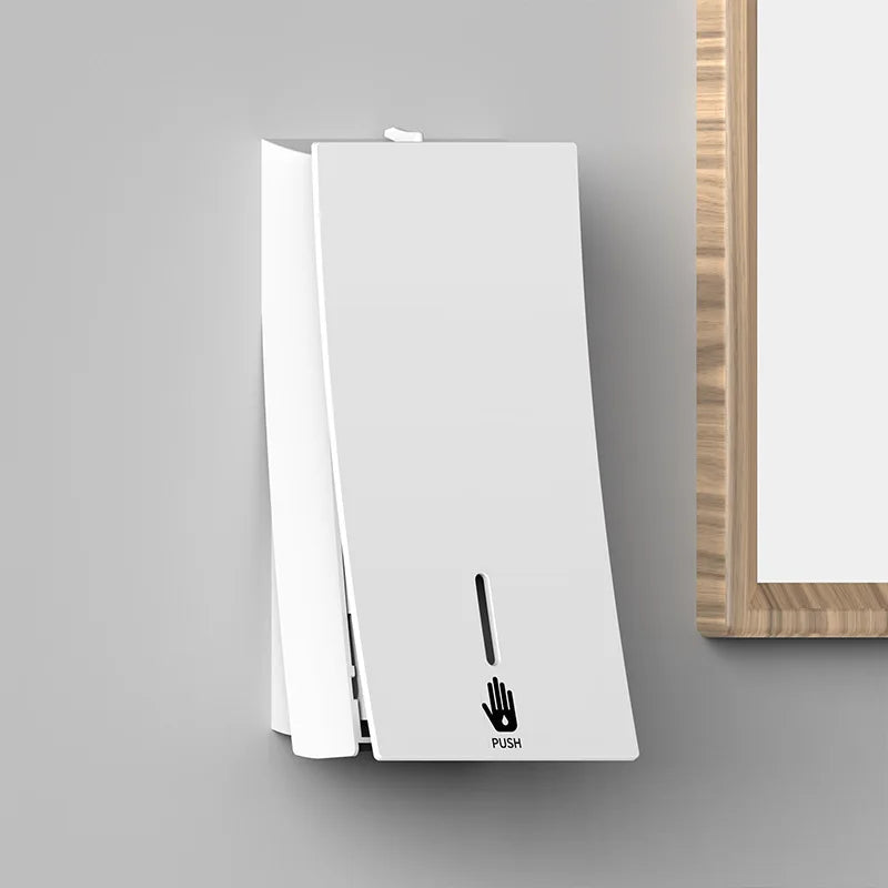 distributeur savon liquide mains abs blanc gris beige texture lisse moderne fixation murale push