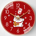 horloge murale moderne chat japonais rouge dessin animé salle séjour abs opacité fixée