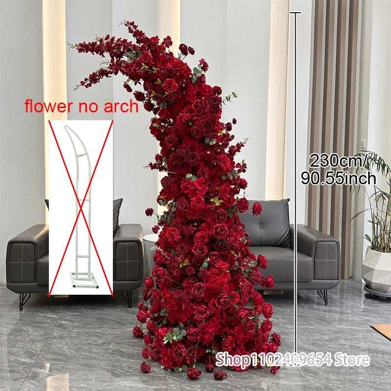 Décoration murale arche fleurs artificielles rouge moderne mariage anniversaire événementiauxextérieur