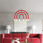 suspension lumineuse moderne arc forme géométrique rouge bleu noir blanc