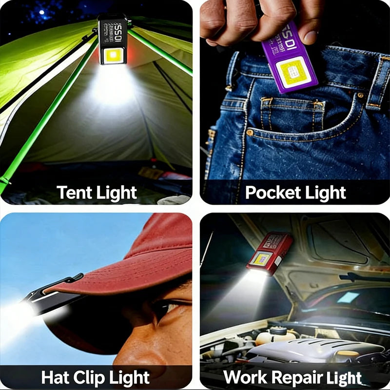 lampe travail portable rechargeable usb led rouge noir violet clips type moderne compact